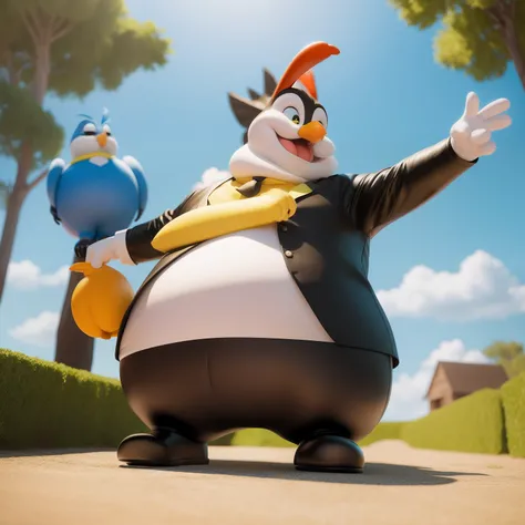 Fat Sylvester the Cat and fat tweety bird, concept art, 4k