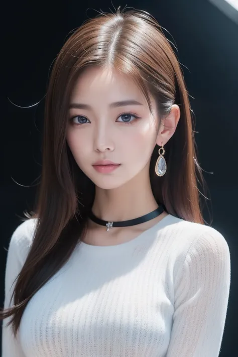 ((best qualtiy、8K masterpiece:1.3))、foco nítido:1.2、(ultra beautiful faces:1.0)、(shiny skins:1.0)、Photos realistic、brunette color hair、Video lighting、High-definition eyes and face、Video lighting、(Korean cute actress)、From the front side、Medium large breast...