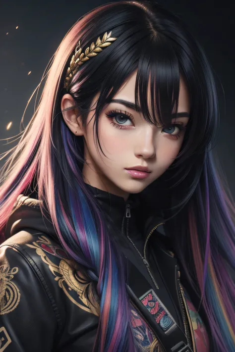 (masterpiece, top quality, best quality, official art, beautiful and aesthetic:1.2), (1girl), extreme detailed,colorful,highest detailed,cute, colourful hair,black goggle,