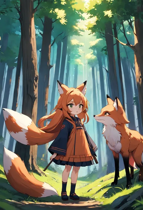 fox girl in the forest