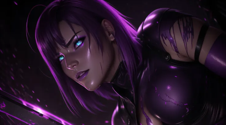 sexy motoko, Glow, seductive, glowing purple eyes , sexy , (ultra photorealistic:1.3), (masterpiece:1.4), best quality, ((realistic)), high quality, ultra detailed, ((real image)), ((realistic skin)), ((realistic face)),(illustration:1.05), (beautiful:1.05...