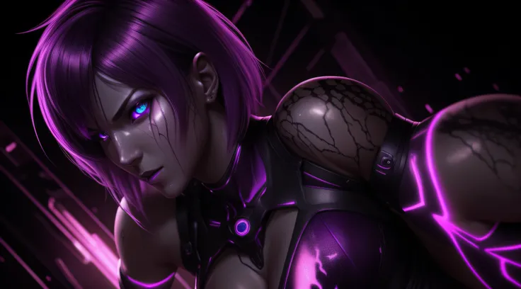 sexy motoko, Glow, seductive, glowing purple eyes , sexy , (ultra photorealistic:1.3), (masterpiece:1.4), best quality, ((realistic)), high quality, ultra detailed, ((real image)), ((realistic skin)), ((realistic face)),(illustration:1.05), (beautiful:1.05...