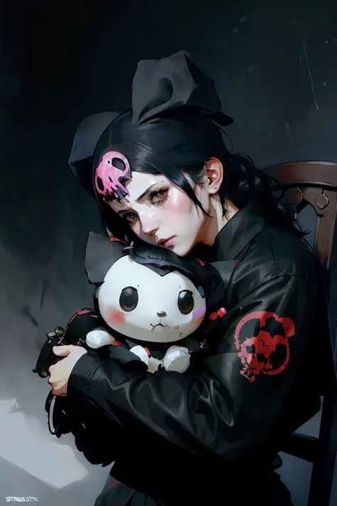 kuromi's plush toy, illustration by greg rutkowski, yoji shinkawa, 4k, digital art, concept-art, trending on artstationh