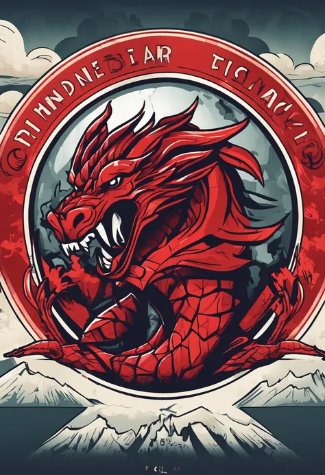 a sleek and fierce football team logo featuring a majestic red dragon cradling a globe