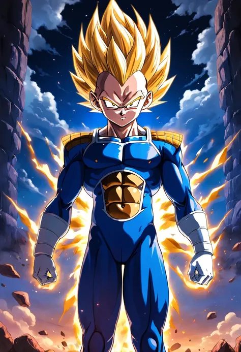 Vegeta de corpo inteiro, design de personagens