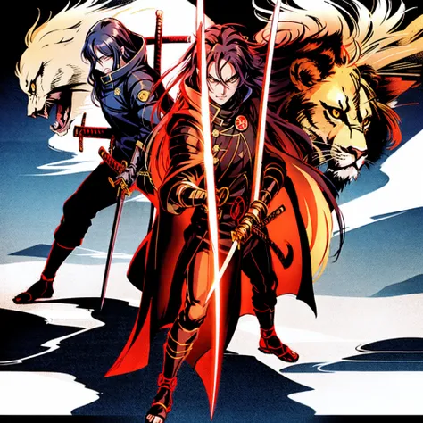 madara utchiha, Ninja , sword , lion