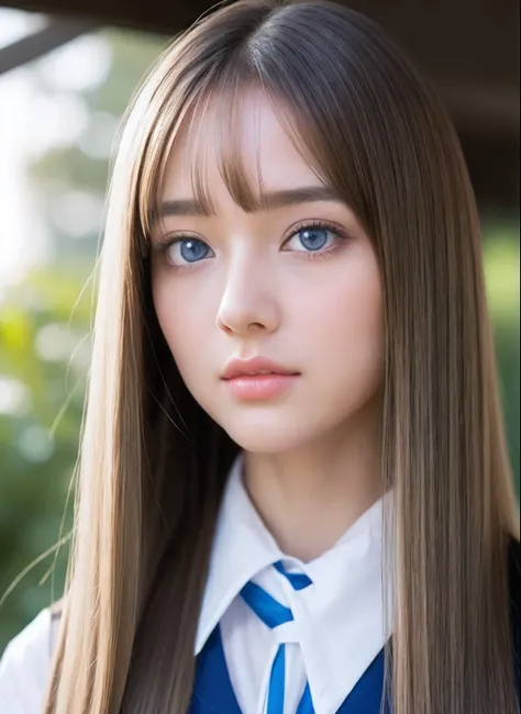 Big blue eyes with radiant transparency、Bangs above both eyes、Very beautiful 18 year old cute girl、a miniskirt、shiny young and beautiful white skin,,,、Sexy and very beautiful good looks、Very cute face with ultimate beauty、Super long natural blonde hair、Sle...