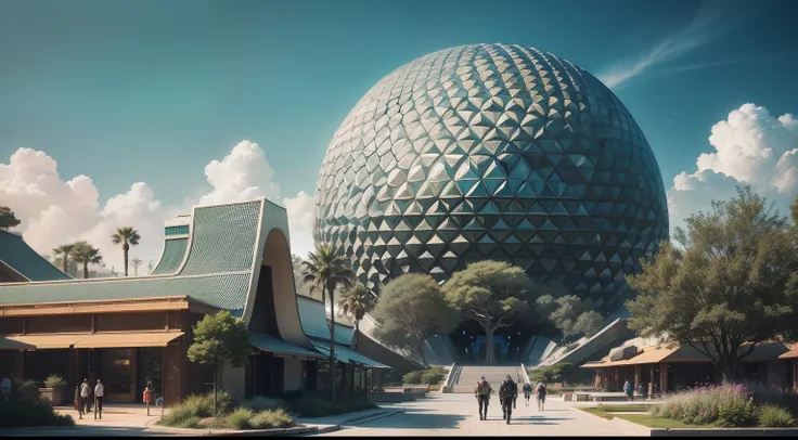 cyberpunked　epcot　top-quality　​masterpiece　超A high resolution　Sci-fi Giant Structures