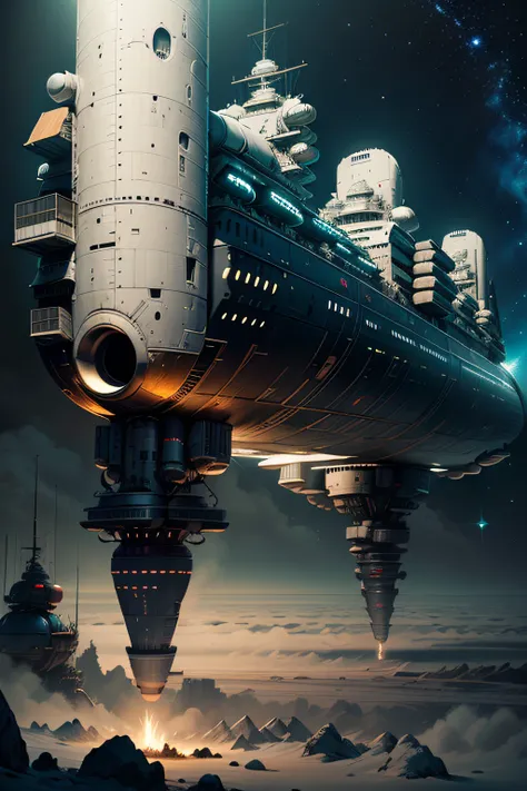 imagem externa, outerspace, universo, cosmos, estrelas e nebulosas, nave espacial futurista, Huge space freighter in deep space, Nave de metal preto polido, estrelas e nebulosas ao fundo, nave em primeiro plano, somente uma nave