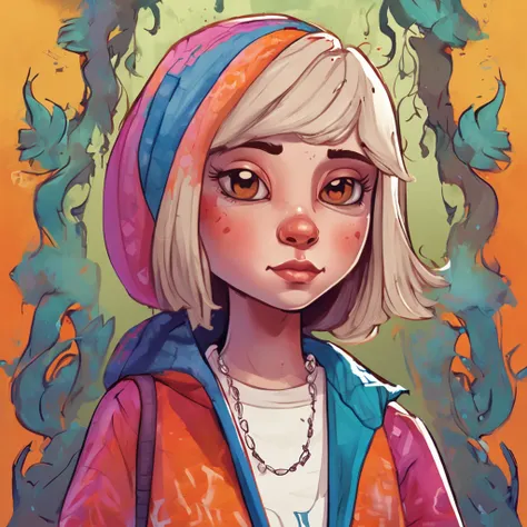 uma menina dos desenhos animados, foco no rosto, Frisk de Undertale, inspirado em Hollow Knight, fanart menina urbana, fanart detalhado, portrait undertale girl, Girl standing, estilo gravity falls, Amy Sol no estilo de, Retrato de corpo inteiro do persona...