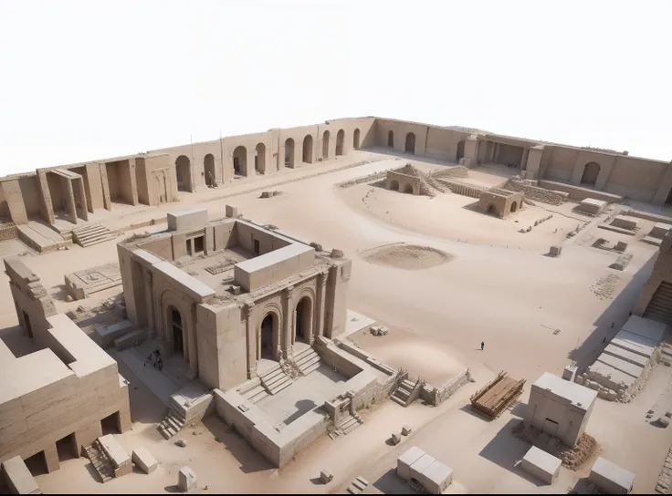 trabalhadores movendo grandes pedras, trabalhadores dos tempos primitivos deslocando grandes pedras, Jewish temple under construction, Sandy courtyard around the temple