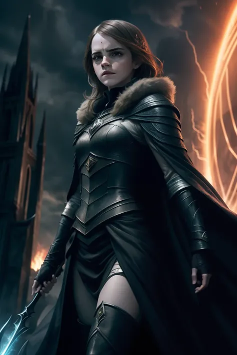 "Emma Watson as a powerful and captivating Sauron, exuding an aura of darkness and domination."