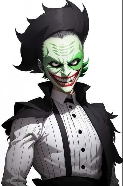 green mask, green face, green new face joker, digital art from danganronpa, evil grin, kawacy, jazza and rossdraws, [[[[grinning evily]]]],