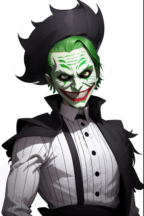 green mask, green face, green new face joker, digital art from danganronpa, evil grin, kawacy, jazza and rossdraws, [[[[grinning evily]]]],