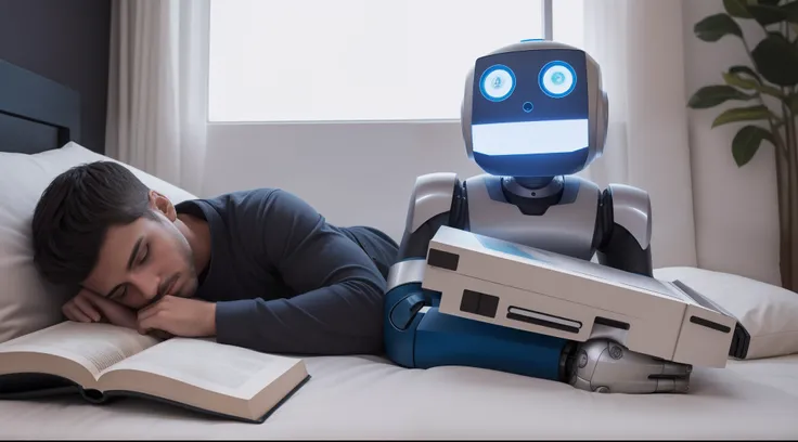 Robot reading the book