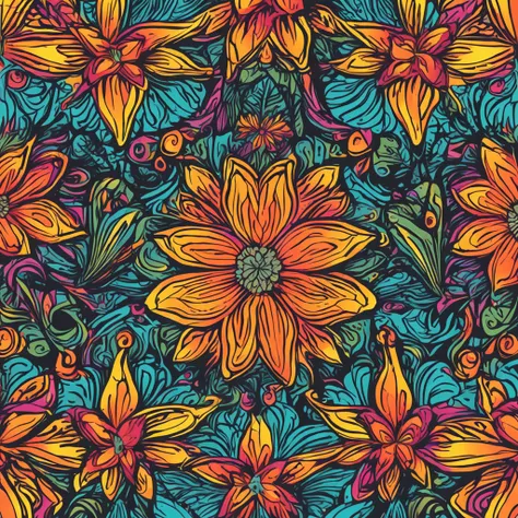 psychedelic and floral pattern, cor e forma