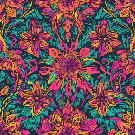 psychedelic and floral pattern, cor e forma