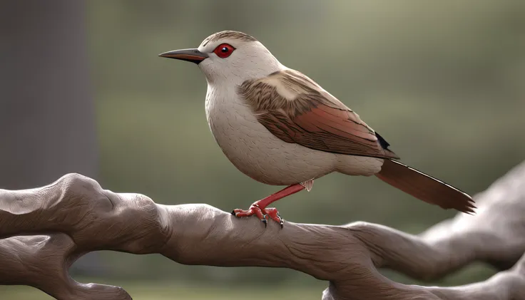 Japanese disabelitas bird are brown eyes beige body and dark brown tail on the bottom beige all over its body that is in a tree is the main protagonist Natural realistic rendering, fotorrealista altamente detallado, render fotorrealista, Arte conceptual fo...