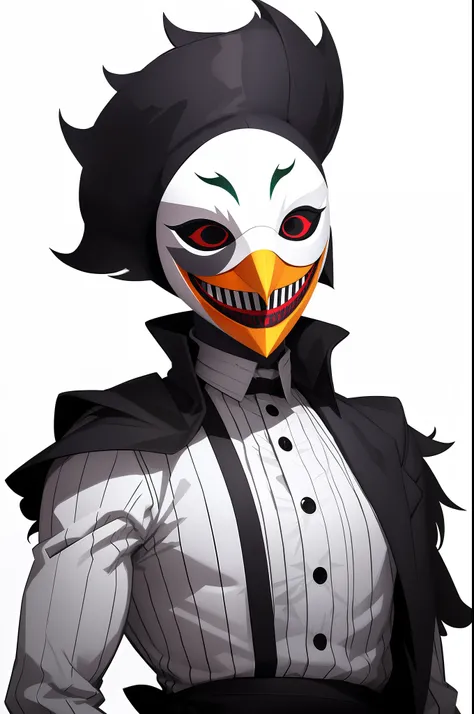 bird mask, new bir mask , digital art from danganronpa, evil grin, kawacy, jazza and rossdraws, [[[[grinning evily]]]],