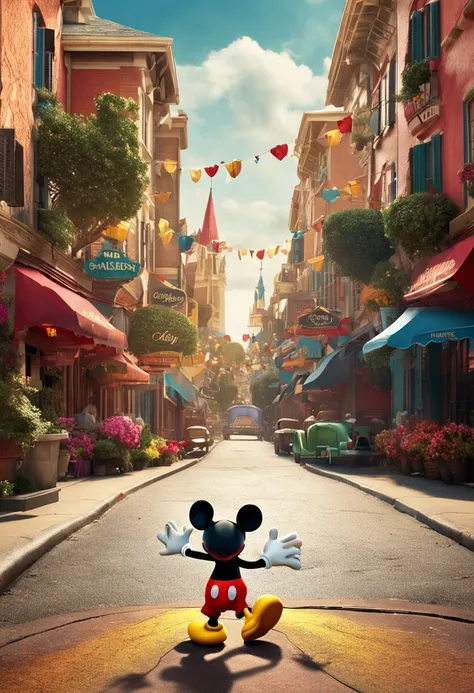 "Create a high-resolution Disney movie poster showcasing Mickey Mouse."