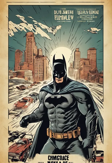 Generate a comic book style movie poster featuring Batman.