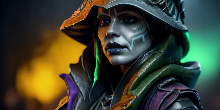 there is a skull with a hood and a hat on it, purple slime, lots of slime, slimy, close-up portrait goddess skull, goddess of death,blue, green slime, saint skeleton queen, queen of death, unreal engine render + a goddess, portrait of the god of death, art...