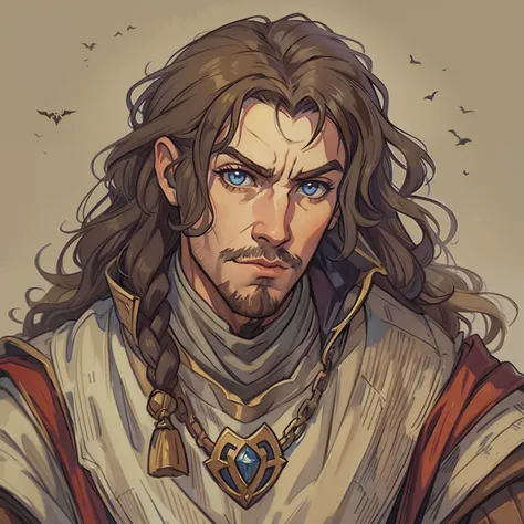 a portrait of a random character, an NPC for a medieval RPG wearing medieval costumes in a medieval art RPG art castlevania styne art a rough detail art