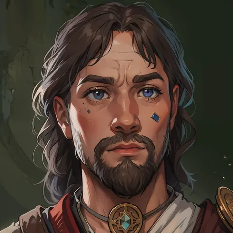 a portrait of a random character, an NPC for a medieval RPG wearing medieval costumes in a medieval art RPG art, a rough detail art