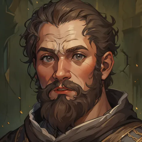 a portrait of a random character, an NPC for a medieval RPG wearing medieval costumes in a medieval art RPG art, a rough detail art