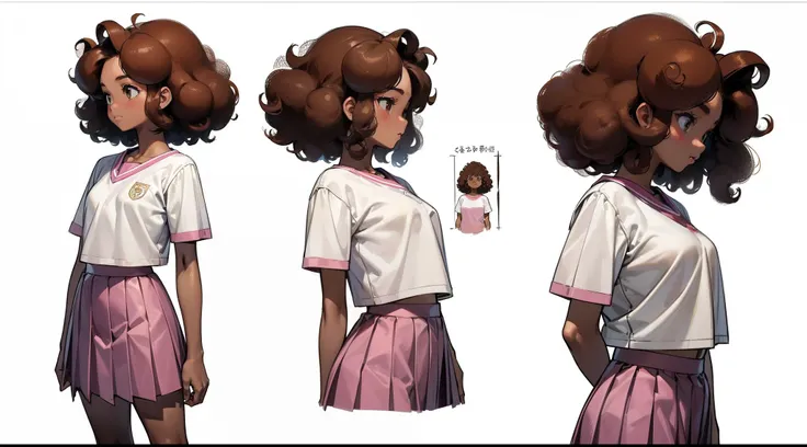 ((Best Quality)), ((Masterpiece)), ((Realistic)) Anne Boonchuy, Amphibia, teen girl, 14 years old, Thai-American teenage girl, light brown skin, messy auburn hair, short auburn hair, short fluffly hair, dark brown eyes, Thai girl, dark skin, afro hair, cur...