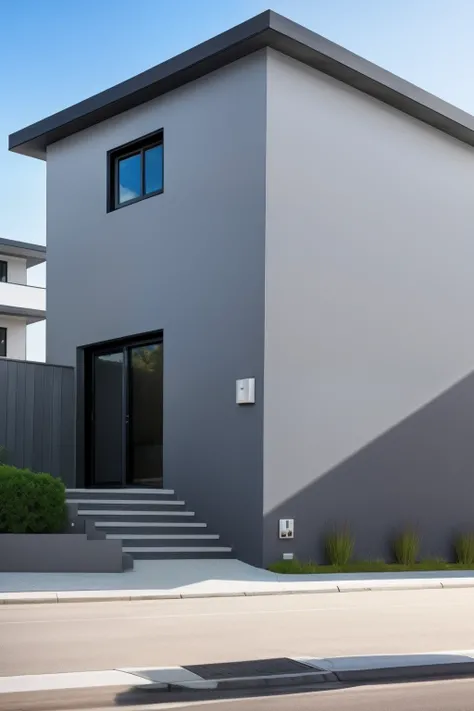 Could create the image of a beautiful house with application of gray suvinyl color graffiti on the exterior walls? --auto