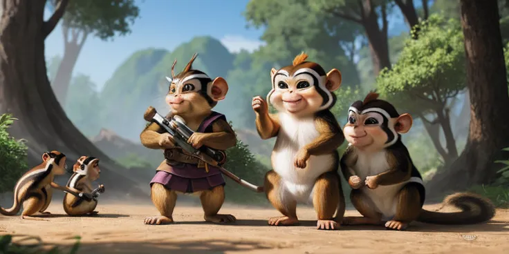 Monk, chipmunk, monkey, monster, concept art, 4k