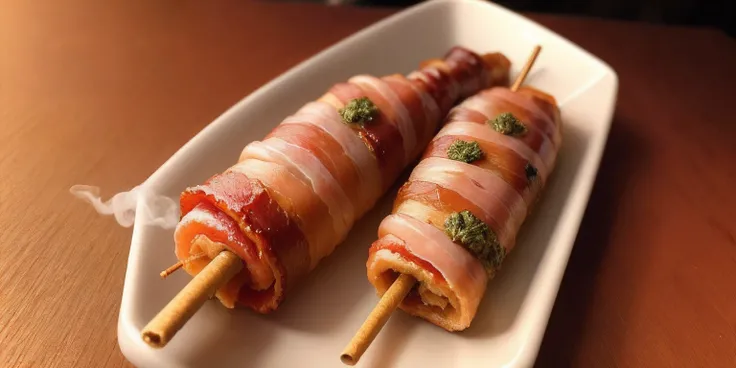 Bacon wrapped marijuana cigarette