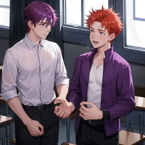 is singing a song to his friend A red-haired boy of 15 years, purple skin, Hes in the classroom telling his best friend a sad story......