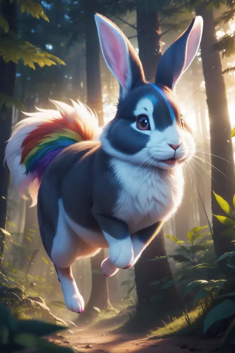 Rainbow is a happy, smiling, colorful and cheerful rabbit that lives running, jumping and playing in the Forest of Dreams. Its coat is a mixture of bright colors, like a real rainbow. Their eyes are big and curious, always ready to discover new adventures....