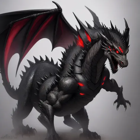 Black dragon with red eyes