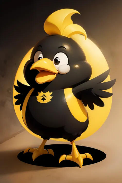 cartoonist chicken in black and yellow