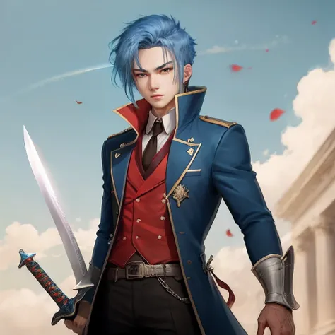 Anime Guy BLUE hair with sword