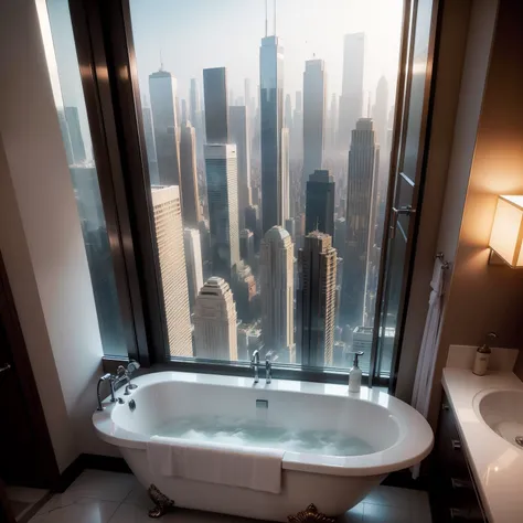 Super large room　View of skyscrapers from the hotel room　suite room　bath　top-quality　​masterpiece