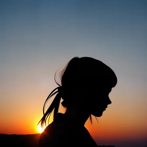 Silhouette of a cool beautiful 1girl