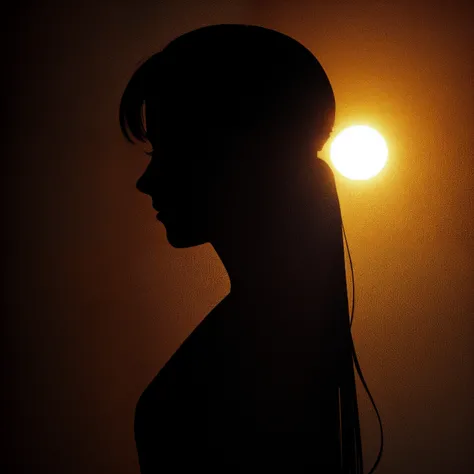 Silhouette of a cool beautiful 1girl, detailed