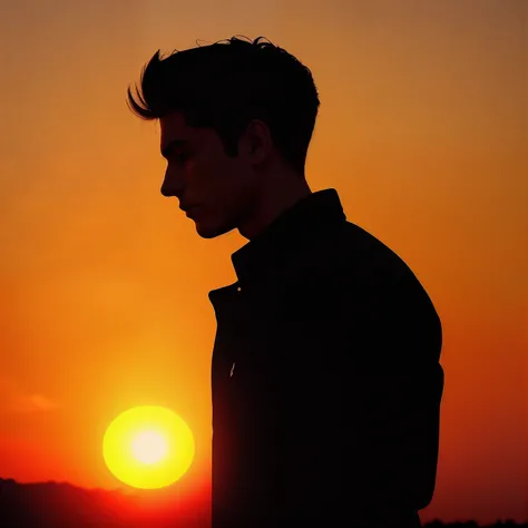 Silhouette of a cool young man