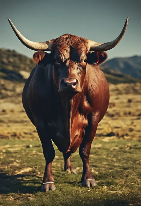 3 animal bull standing in suit