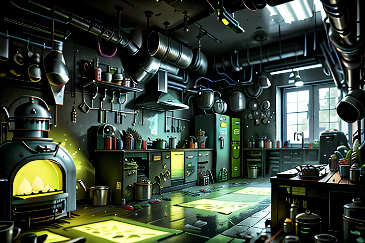 poison punk ai kitchen, detailed, intricate