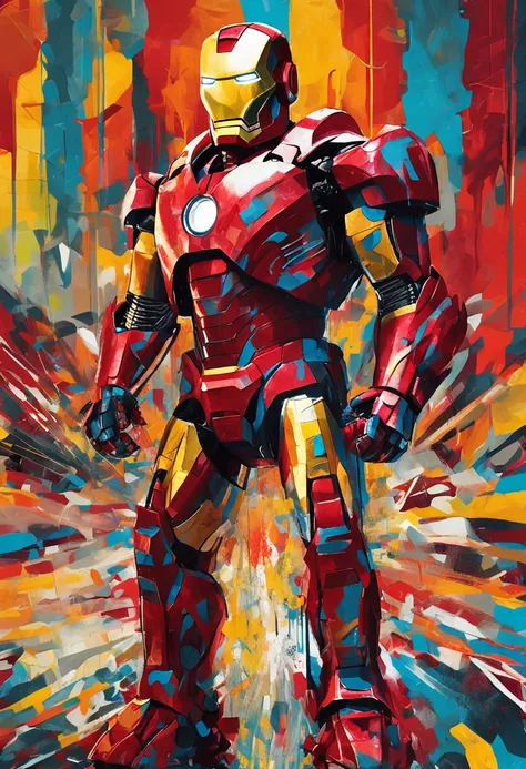 abstract painting，Iron Man，Russian handsome