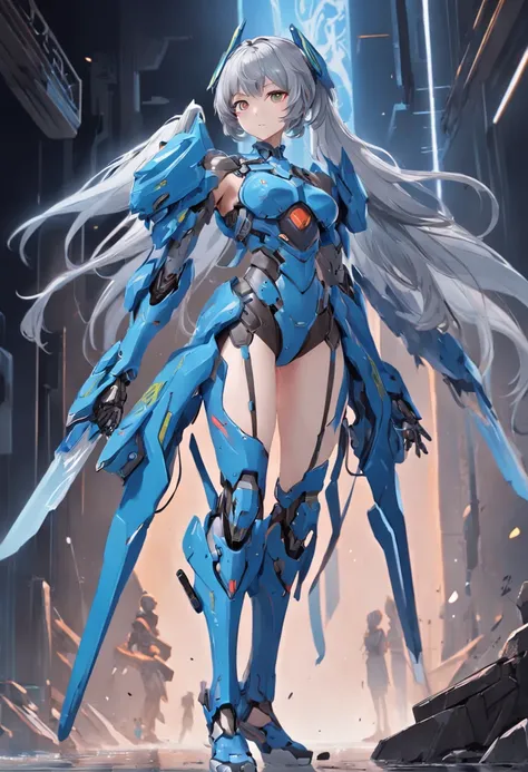 Luo Tianyi, full body concept, full body concept art, detailed full body concept art, ( ( concept art of character ) ), female mecha, senior concept artist, beautiful full-body concept art, interesting character design, full body action concept art, skin c...