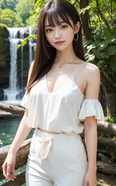 ((Best Quality, 8K, masutepiece: 1.3)), (Sharp Focus: 1.2), 1 girl, Neat and clean beauty, 20 years old, Japanese, A pretty girl with perfect figure, Classy and elegant, Cute, Shy, ((Shoulder-length straight hair swaying in the wind, Bangs)), Big breasts, ...