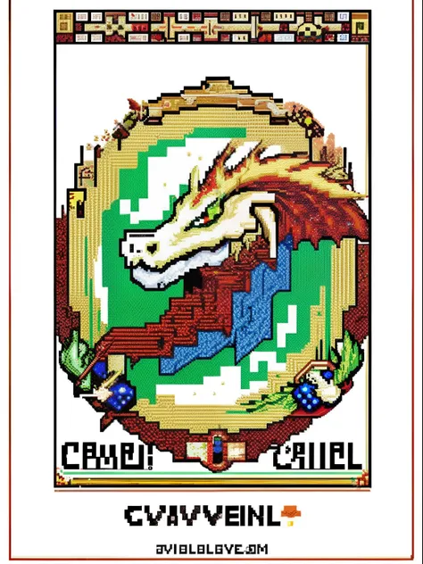 16-bit pixel art，Game characters，cavalier，Dragons，pixel game