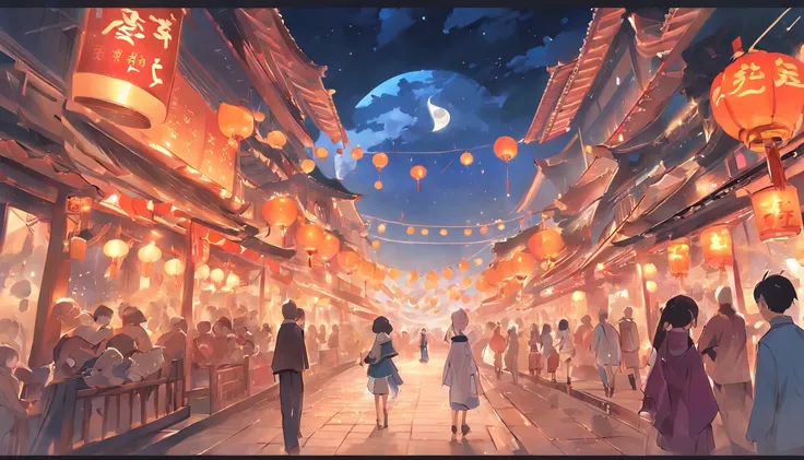 Mid-Autumn Festival、Moon、themoon、Star of the Sun、Mooncake stalls、Concert、band、fire works、UAVs、environment friendly、tradit、celebrating、enviroment、Plaza、The bear goes to the moon、forest、Critters、Bamboo lanterns、the night、celebrating、Artistically、device、decor...