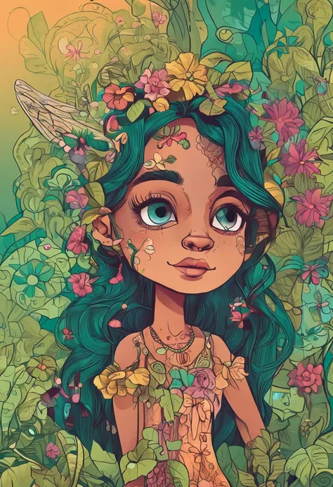 Uma fada bela, linda de olhos verdes. A dream fairy in a land of imagination.